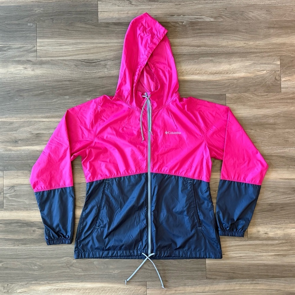 Columbia Fuchsia & Navy Windbreaker Size L